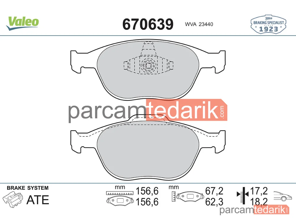 670639 | Fren Balatası — Ford Fiesta IV, Ford Puma, Ford Tourneo Connect